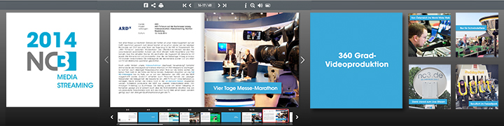 NC3 Jahresrückblick 2014 E-Paper Vorschau mit Seiten zu Media Streaming, ARD und 360° Videoproduktion