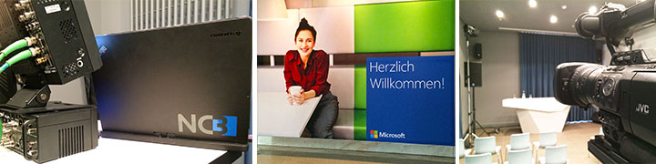 NC3 Videotechnik und Kamera-Setup bei Microsoft Event in Berlin für interne Videouebertragung und Hands-on Produktion