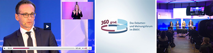 Videoproduktion und Bildregie für 360°-Livestream des BMJV mit Moderator, Panel und Studio-Setup