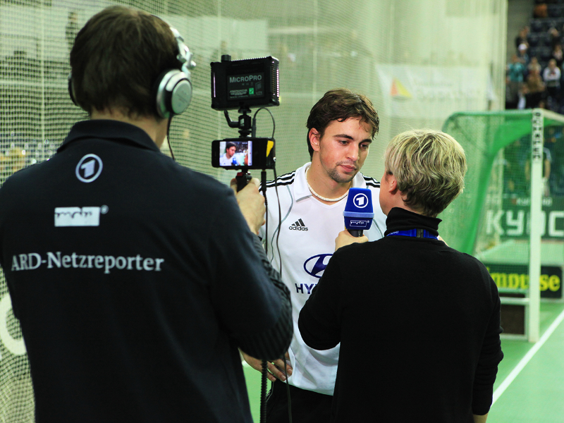 ARD Netzreporter-Set im Einsatz bei Hallenhockey EM