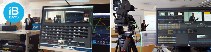 Professionelle Livestream- und Trading-Webinar-Produktion: Kamerasetup, Regie-Monitor und Live-Charts beim IB-Days Event