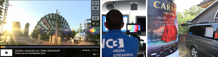 NC3 Media Streaming bei der Livestream-Produktion der Oper Carmen, Berliner Festspiele, OB-Van und Regie-Monitoring