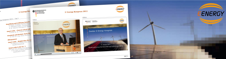 Banner E-Energy Kongress 2011 mit Vorträgen zu Smart Grids, Windrädern und Livestream-Aufnahmen