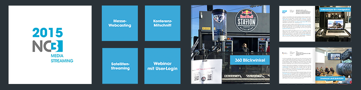 NC3 2015 Jahresrückblick Banner mit Logo, Webcasting-Services und Event-Streaming-Fotos