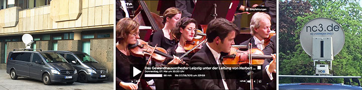 Banner Livestream ARTE Concert Gewandhausorchester Leipzig mit NC3 Satellitenwagen und Übertragungstechnik