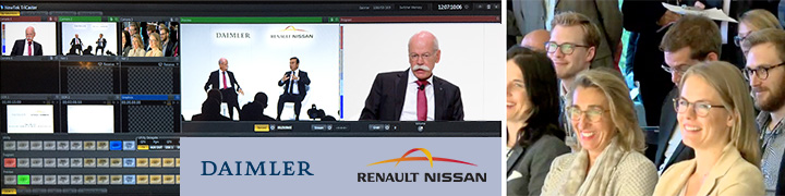 Videoproduktions-Regieraum mit Livestream von Daimler und Renault-Nissan auf der IAA sowie Publikum