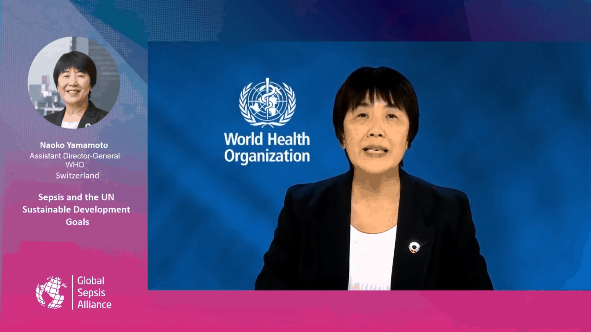 Screenshot-47 Naoko Yamamoto, WHO Assistant Director-General, spricht über Sepsis und UN-Nachhaltigkeitsziele in einem virtuellen Livestream