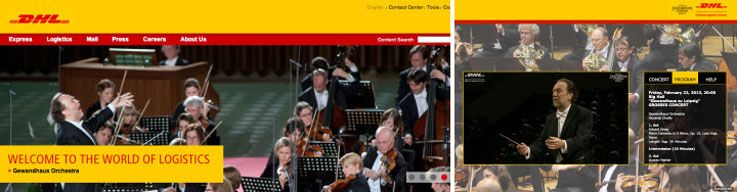 DHL Livestream des großen Concerts im Leipziger Gewandhaus mit Orchester und Video-Player